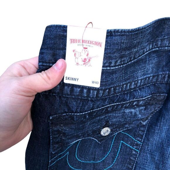 Brand New True Religion Jeans Size 40 SKINNY Blue - Picture 8 of 10